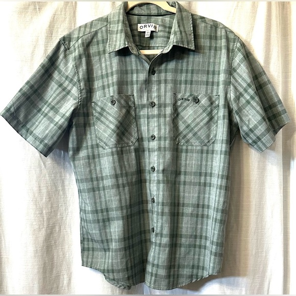 Orvis Classic Collection Green Plaid Short Sleeve Button Down Shirt Mens Size M - Picture 4 of 9